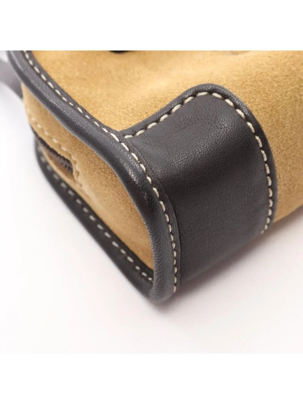 Loewe Handbag Amazona Micro Mini Camel Black Suede Leather Pouch